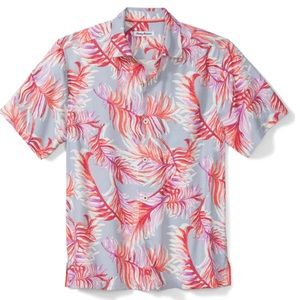 NWT Tommmy Bahama alta fronds vista silk shirt silvery blue L